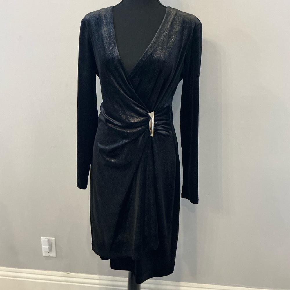 Calvin Klein Shimmering Black knee length long Sleeve Dress